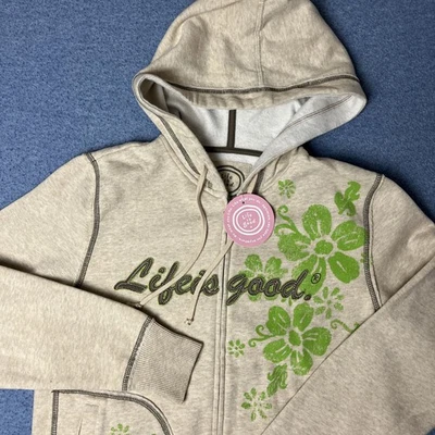 Life is Good Sudadera con Capucha Cremallera Completa Verde Tostado Floral Calce Relajado Para Mujer S Nueva Con Etiquetas Foto 1 de 4