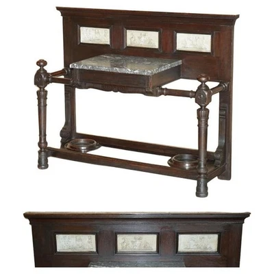 SOPORTE PARAGUAS JOHN MAPLE & CO CAOBA Y MÁRMOL CON FRISOS DE YESO ITALIANO Foto 1 de 4