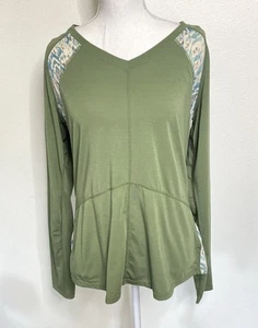 Marmot Felicia T-Shirt Woman XL Green V-Neck Long Sleeve UPF 30 Moisture Wicking - Picture 1 of 11