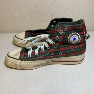 Rare Vintage Converse All Star Haut Noël Plaid Jingle Bells Chaussures. - Photo 1/12