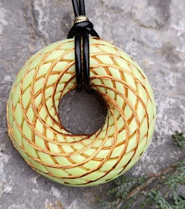 Copper Spiral Torus Resonance 5 cm Coil Yellow Torsion Fields Generator Pendant - Picture 1 of 23