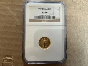 1987 $5 American Gold Eagle NGC MS70 1/10 Oz Coin - Picture 1 of 7