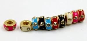 Enamel Spacer 925 Sterling Silver Beads Handmade Jewelry Beads 6mm Round Bead NS - Picture 1 of 12