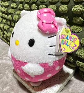 TY BEANIE BALLZ HELLO KITTY SANRIO 2012 CUDDLY SOFT PLUSH TOY APPROX 8" WITH TAG - Picture 1 of 5