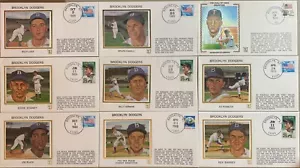 9 Brooklyn Dodgers 1989 1st Day Cover Z Silk Gold Foil Cachet Envelope w/ Stamp - Picture 1 of 4
