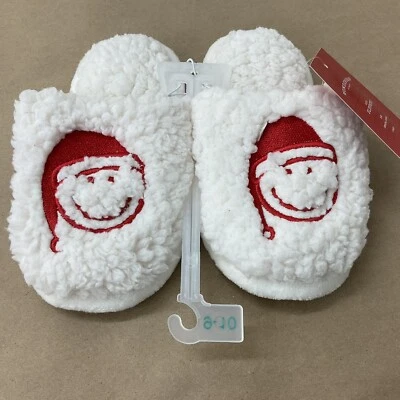 全新带标签 儿童 9-10 码 Santa Smiley 拖鞋 Wondershop — 第 1/4 张图片