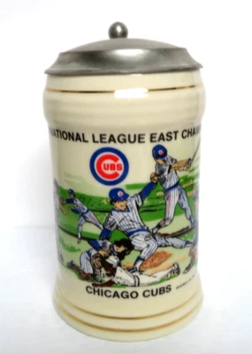 1989 Chicago Cubs National League East Champions Baseball lidded stein - Image 1 of 4