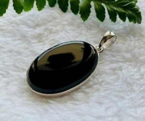 Black Onyx Pendant Worry Pendant 925 Silver Pendant Gemstone Pendant Handmade - Foto 1 di 6
