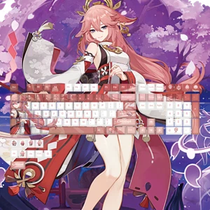 Genshin Impact theme keycap 118 key PBT pervious to light Ganyu Yae Miko Zhongli - Picture 1 of 44