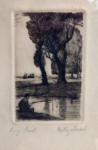 German Original Etching Signed "Willy Model," with "Org. Rad." - Picture 1 of 7