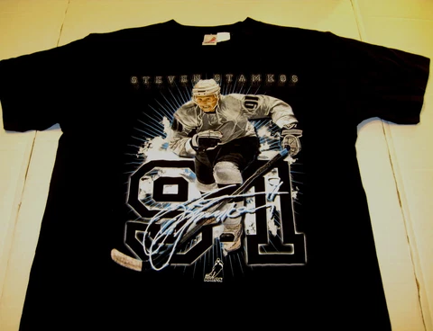 STEVEN STAMKOS Game Action Pose NHLPA Hockey - Black T-Shirt New NWT Youth LARGE Cover