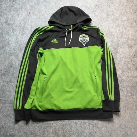 Adidas Seattle Sounders Hoodie Mens XL Gray Pullover Training Stripes MLS Soccer Cover