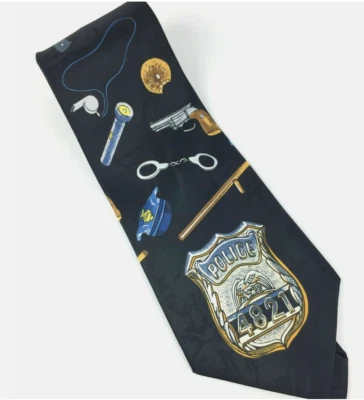 复古 A. Rogers 新奇警察执法袖口徽章(56x4 英寸)男式领带 — 第 1/4 张图片