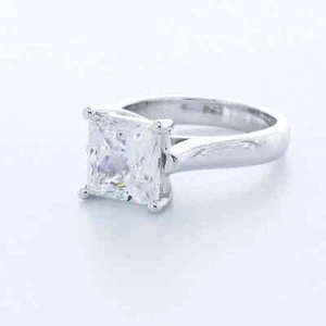 Lab Grown 2.02 Cts Princess Cut E VS1 CVD Diamond Ring Solitaire 14k White Gold - Picture 1 of 12