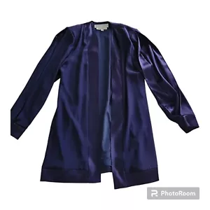 David Josef polyester and satin Light Blazer Size 10 Navy Blue - Picture 1 of 14