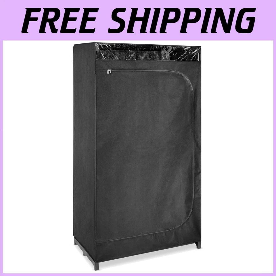 36英寸便携式衣橱带透视窗-黑色 — 第 1/4 张图片