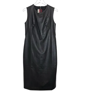 Spanx Womens Dress Size Medium Sleeveless Faux Leather Black Exposed Zipper - Picture 1 of 8