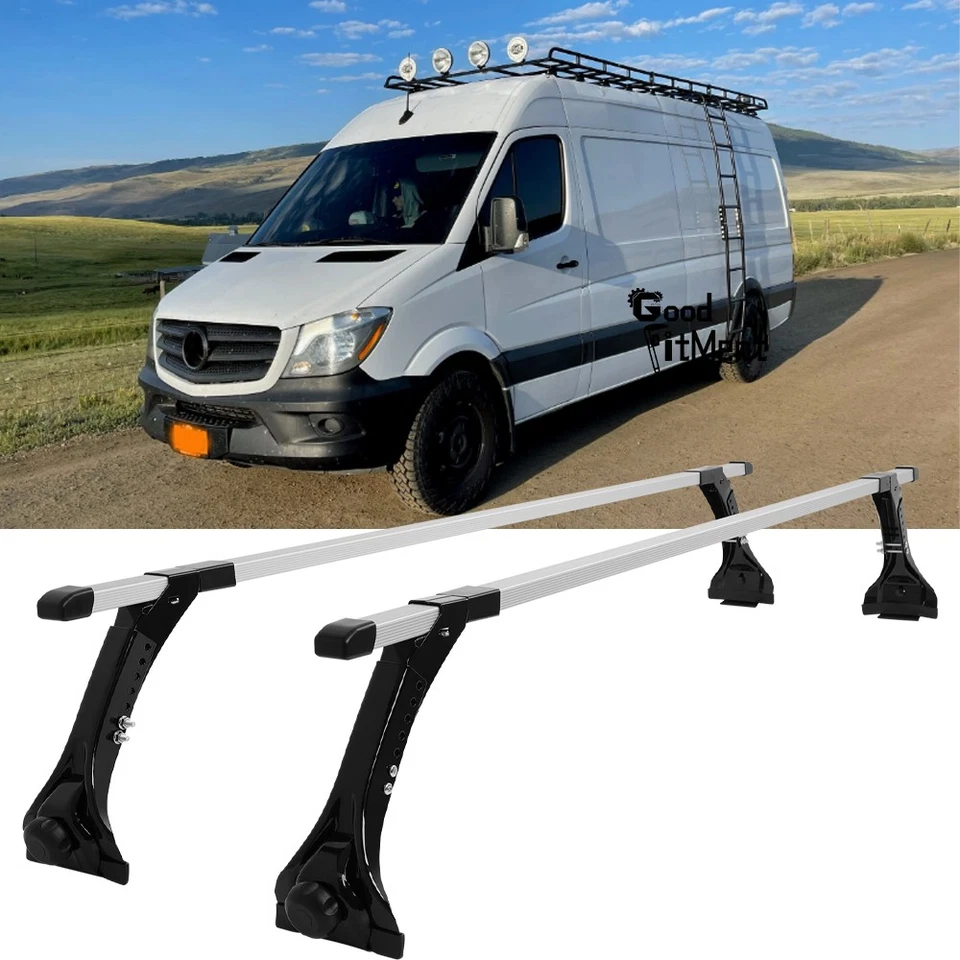 63" Roof Rack Cross Bar Rain Gutters 130LB For Freightliner Sprinter 2500 3500 Foto 1 de 4