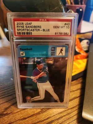 2005 Leaf Sportscaster #43 Ryne Sandberg Sportscaster-Blue PSA 10 - Image 1 of 2