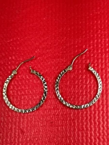 Vintage Jewelry 14k White Gold JCM Diamond Cut Hoop Earrings Nice. FREE SHIPPING - Picture 1 of 22