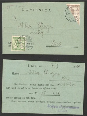 SLOVENIA SHS YUGOSLAVIA-OFFICIAL POSTCARD, STAIONERY WITH BISECTED STAMP - 1920. - Image 1 of 3