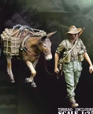 UK Post Resin Model 1/35 Scale WW2 British Army Chindits and mule - Image 1 of 2