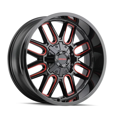 20" Mayhem Cogent 20x9 Black W Prism Red 5x5.5 5x150 Wheel 0mm For Toyota Dodge - Изображение 1 из 4