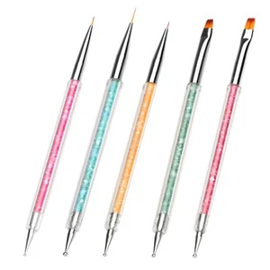 Kit de 5 pinceles para arte en uñas, herramientas para puntear uñas, bolígrafos para arte en uñas de doble extremo gel - Imagen 1 de 5