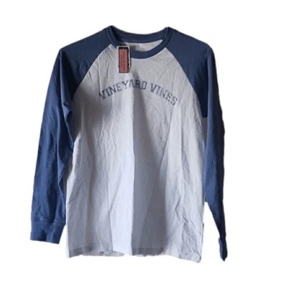 Camisa Vineyard Vines Niños Azul Manga Larga Estilo Raglán Juvenil Grande NUEVA Foto 1 de 4