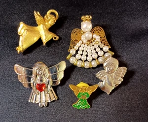 Five Vintage Angel Brooches & Pins - Picture 1 of 2