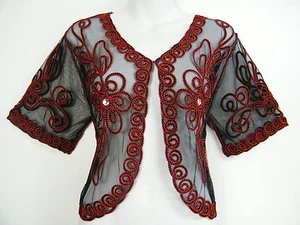 FAB SCHWARZ UND ROT SPITZEN-ACHZUCKENJACKE BRANDNEU GRÖSSE 12 14 16 18 20 22 - Bild 1 von 14