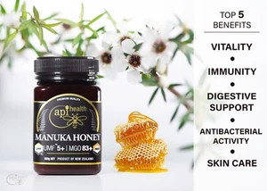 api health MANUKA HONIG: UMF 5+ 100% reiner neuseeländischer Honig - 500 Gramm (1,1 LB) - Bild 1 von 12