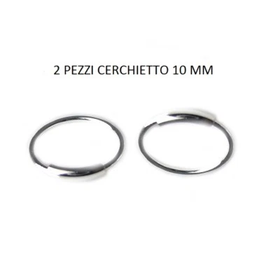 2 Orecchini Piercing Cerchio da Naso  Cartilagine Trago Argento 925 10 mm - Immagine 1 di 2