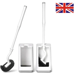 Toilet Bowl Brush and Holder Long Handled With Base Deep Cleaning - Picture 1 of 8