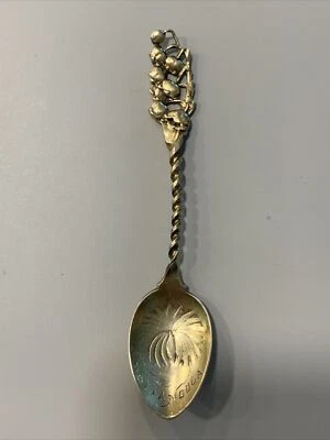 Colher lembrança esterlina antiga lavada a ouro Chattanooga Tennessee Lilies Valley - Imagem 1 de 4