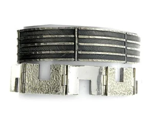 2 Two Sterling Silver Geometric Industrial Link Bracelets MIXED LOT - Picture 1 of 8