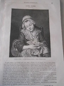 Gravure 1887 La petite tricoteuse de Greuze - Picture 1 of 1