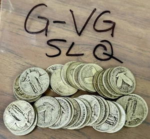 Roll of 40 G/VG Standing Liberty 90% Silver Quarters Coins $10FV With Dates SLQ - Picture 1 of 3