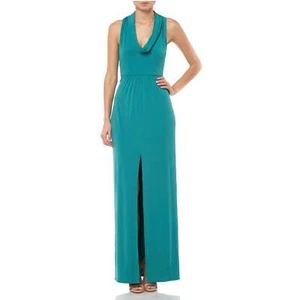 NWT HALSTON HERITAGE Women's Draped Cowl Neck Front Slit Maxi Dress Gown  S,M - Picture 1 of 8