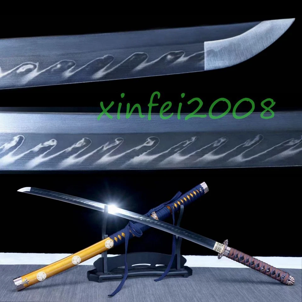 Sabre de espada feito à mão samurai japonês Tachi Katana T10 argila aço lâmina temperada - Imagem 1 de 4