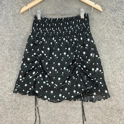 The East Order Womens Skirt Size XS Black Floral ALine Short Elastic Waist 19720 - Image 1 of 4