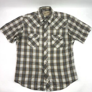 Wrangler Western Fashion Snap Button Short Sleeve Plaid Western Shirt Men’s L - Picture 1 of 11