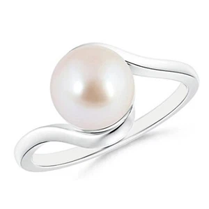 Anello di perle d'acqua dolce 100% naturali forma rotonda 2,00 carati in argento sterling 925 - Foto 1 di 3