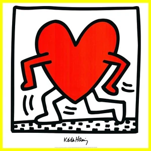 1984 vintage Keith Haring Heart Love fine pop art lithography print poster 90s - Picture 1 of 7