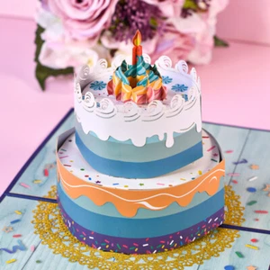 Happy Birthday 3D Pop Up Greeting Card Birthday Cake Friend Family KIDS MOTHER - Picture 1 of 12