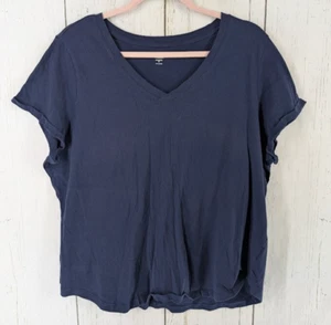 Old Navy Size XL Everywear Dark Blue Cotton V Neck Short Sleeve Casual Top - Picture 1 of 7