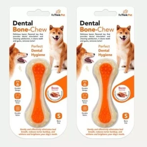 2x Dog Dental Bone Chew Bacon Flavour Small Durable Pet Toy Textured SET of 2 - Picture 1 of 19