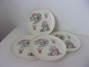 4 Platos de Cena Vintage Cerámica Hechos en América 9 5/8" - Decorados a Mano - Imagen 1 de 4