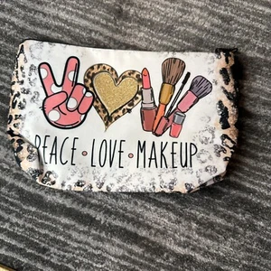 Makeup Travel Bag Organizer Peace Love Cosmetic Bag Travel Toiletry Bag Zip New - Picture 1 of 9