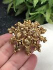 Vintage Signed FLORENZA Gold Tone Victorian Style Pin Brooch